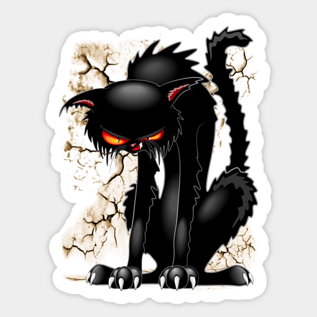 Black Cat Evil Angry Funny Character Sticker by BluedarkArt
